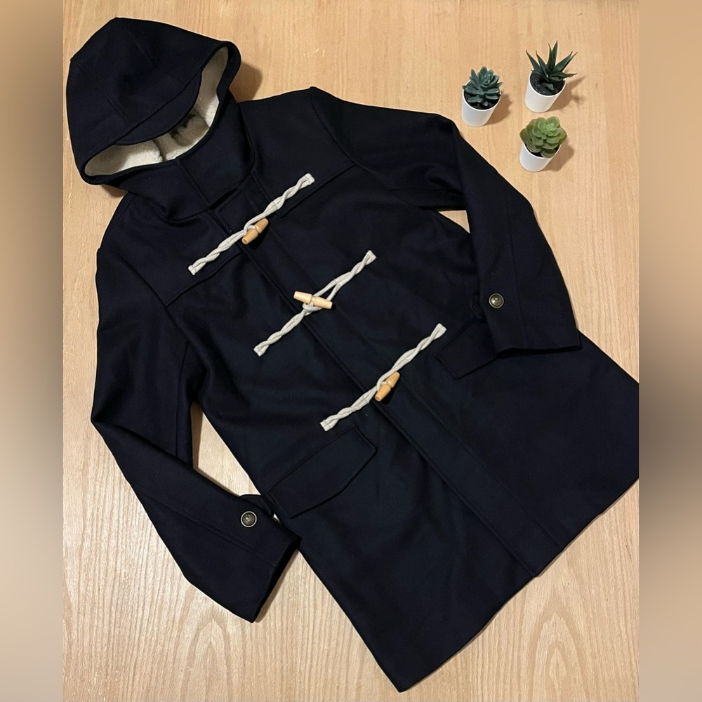 The Kooples Men’s Wool Duffle Coat with Wooden Toggles and Rope Fasteners